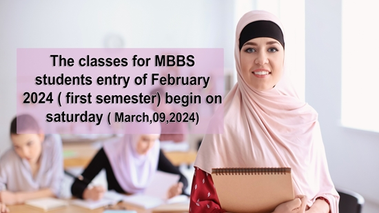 The classes for MBBS students entry of February 20